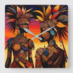 Reloj de pared de mujeres africanas