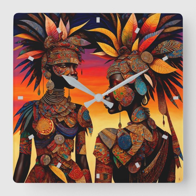 Reloj de pared de mujeres africanas (Anverso)