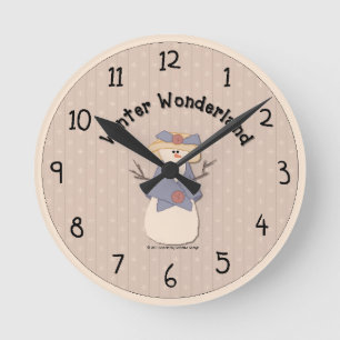 Reloj de pared de muñeco de nieve de campo