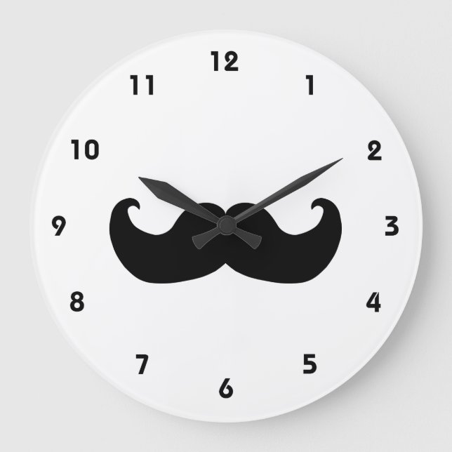 Reloj de pared de Mustache Negro con números (Anverso)