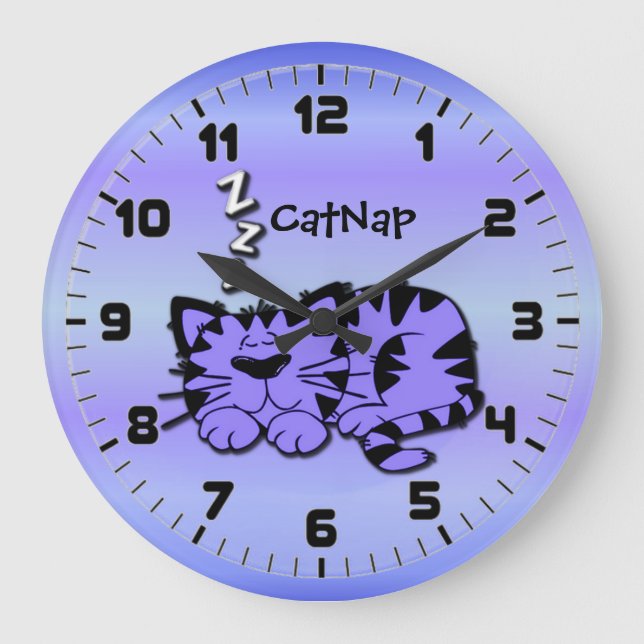 Reloj de pared de Nap para gato Cuple Purple Kitty (Anverso)