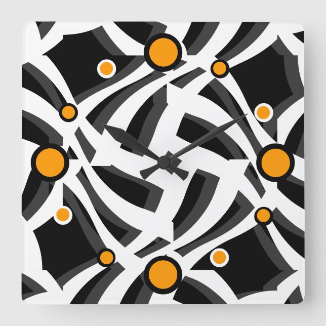 Reloj de pared de Naranja del resumen blanco negro (Anverso)