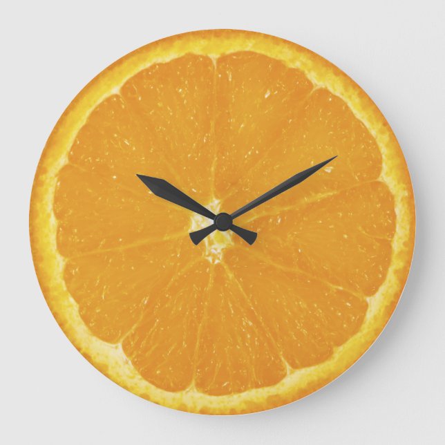 Reloj de pared de naranja Slice Pizza (Anverso)