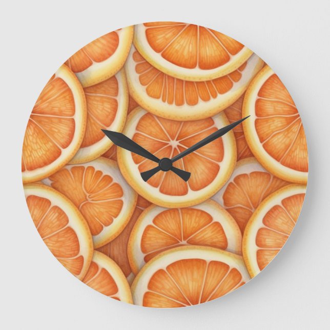 Reloj de pared de Naranjas en rodajas de cítricos (Anverso)