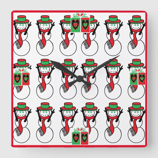 Reloj de pared de Navidad acrílico con muñecos de  (Anverso)