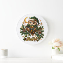 Reloj de pared de Navidad búho Noche Silenciosa