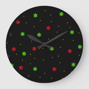 Reloj de pared de Navidad con copo de nieve rojo v