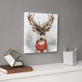 Reloj de pared de Navidad de reno lindo
