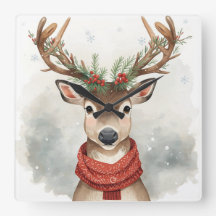 Reloj de pared de Navidad de reno lindo