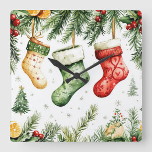 Reloj de pared de Navidad elegante: hora de invier