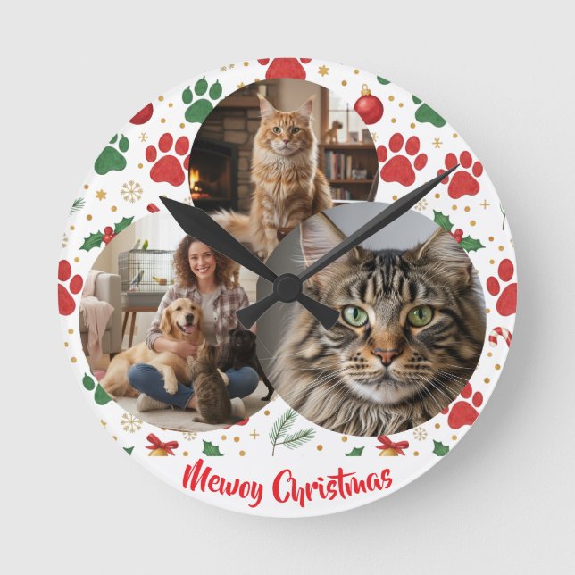Reloj de pared de Navidad para amantes de mascotas (Anverso)