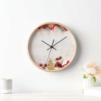 Reloj de pared de Navidades de marco de madera rús