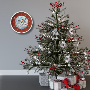 Reloj de pared de Navidades de robots de color de
