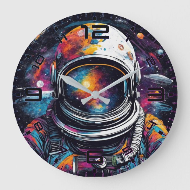 Reloj de pared de nebulosa de astronauta viajero c (Anverso)