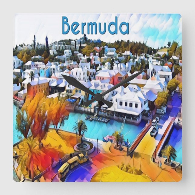 Reloj de pared de Neon Pop Art Bermuda (Anverso)