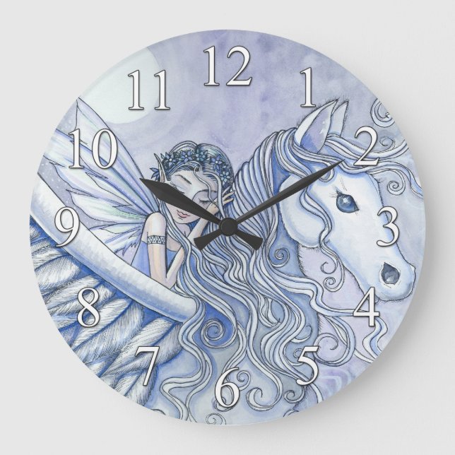 Reloj de pared de niñas de Pegasus y fantasía de h (Anverso)
