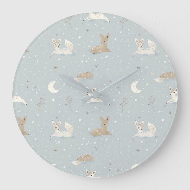 Reloj de pared de noche de cervatillo soñoliento (Anverso)
