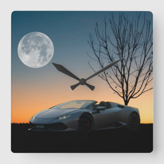 Reloj de pared de noche de luna moderna | Coche de