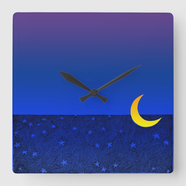 Reloj de pared de noche de luna y estrellas (Anverso)