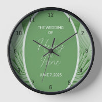 Reloj de pared de nombre de pareja de Boda verde t