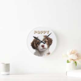 Reloj de pared de nombre y foto de perro personali