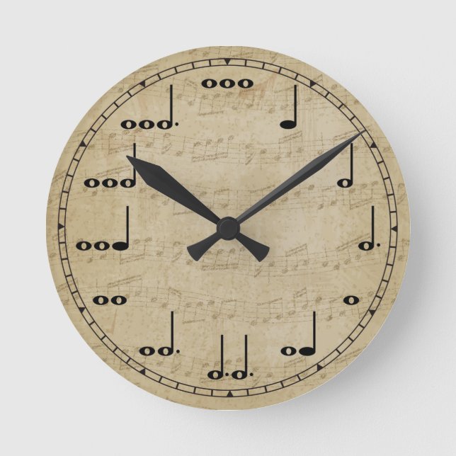 Reloj de pared de notas de música (Anverso)