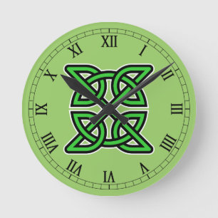 Reloj de pared de nudo celta verde