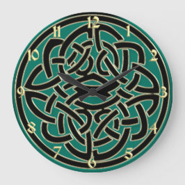 Reloj de pared de nudos verde negro y dorado
