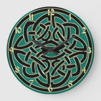 Reloj de pared de nudos verde negro y dorado