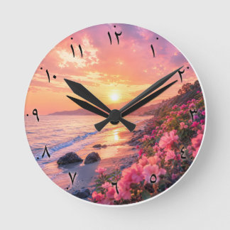 Reloj de pared de números arábigos Sunset Beach | 
