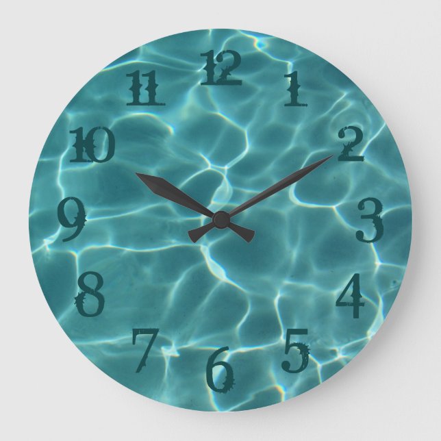Reloj de pared de números de salpicaduras de azul  (Anverso)