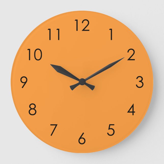 Reloj de pared de números negros grandes Naranja c (Anverso)
