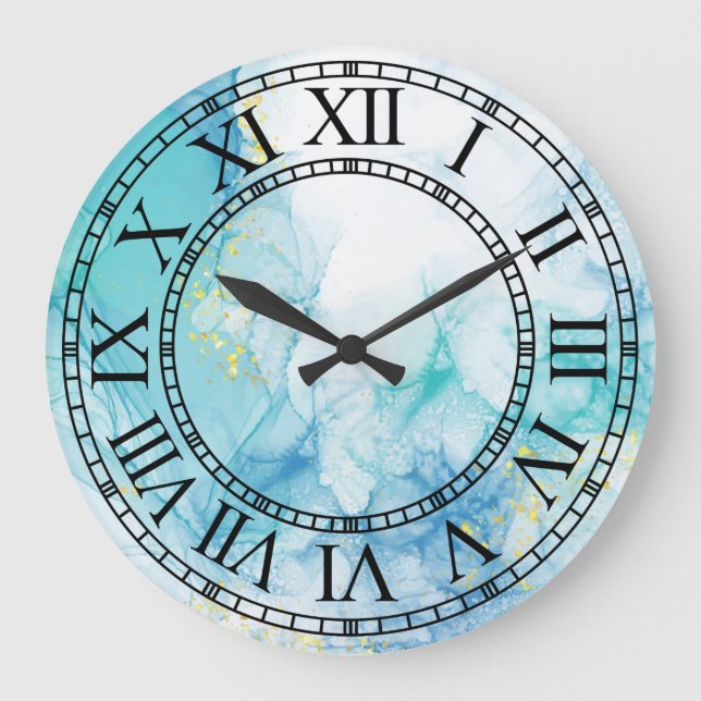 Reloj de pared de números romanos de mármol clásic (Anverso)