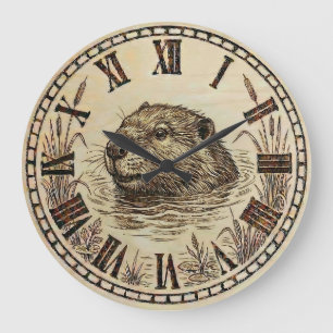 Reloj de pared de nutria - Decoración serena de la