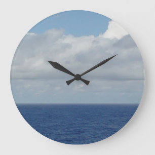 Reloj de pared de Océano Azul y Nubes Esponjosas