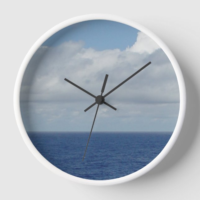 Reloj de pared de Océano Azul y Nubes Esponjosas (Anverso)