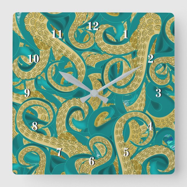Reloj de pared de Octopus moderno - Pintura (Anverso)