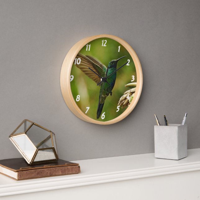 Reloj de pared de oído violeta verde (Oficina)