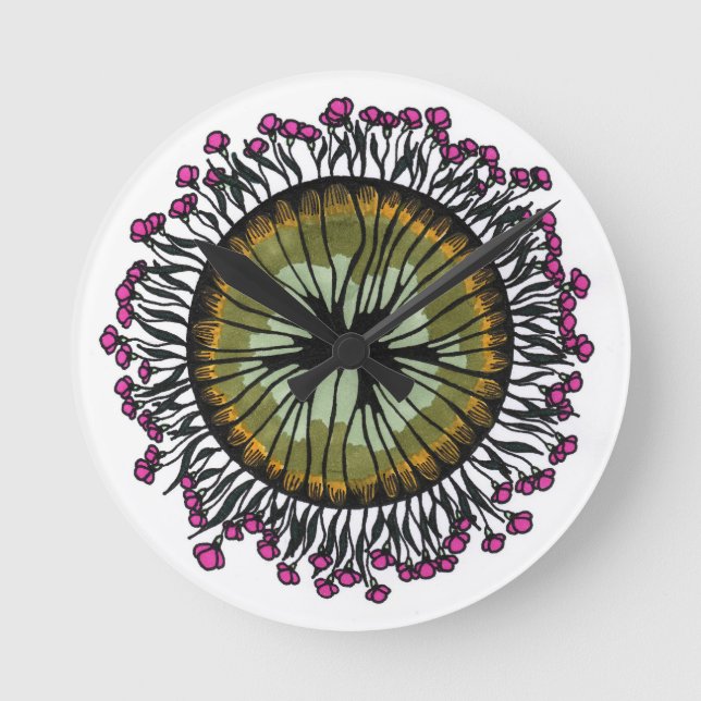 Reloj de pared de ojo de mandala floral psicodélic (Anverso)