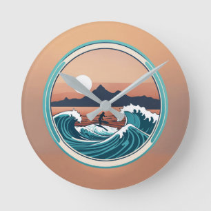 Reloj de pared de ola del océano