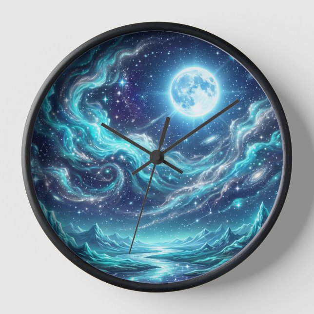Reloj de pared de olas celestiales a la luz de la  (Anverso)