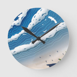 Reloj de Pared de Olas del Océano 🌊 Estética Azul