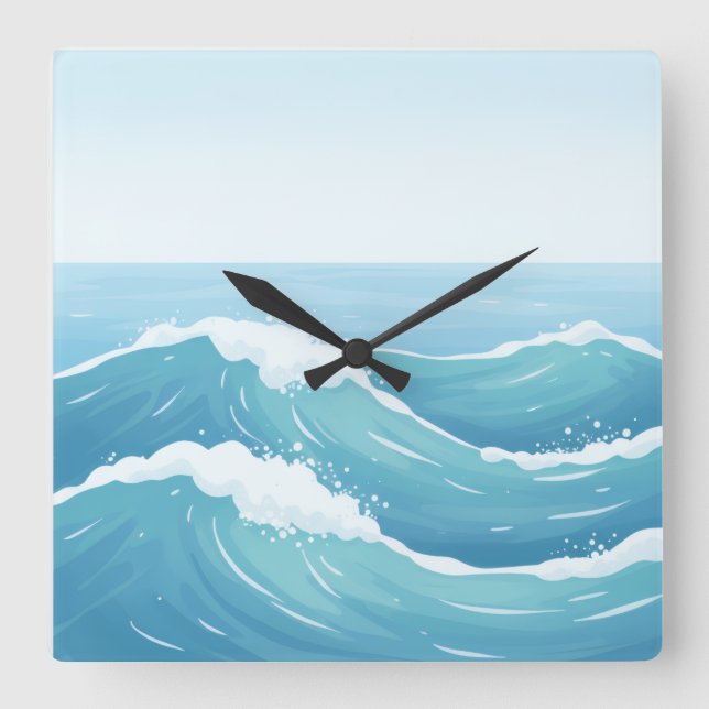 Reloj de pared de olas oceánicas - Diseño costero  (Anverso)