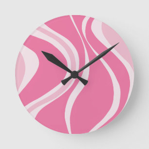 Reloj de pared de olas rosadas
