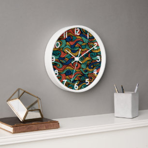 Reloj de pared de onda de paisley retro