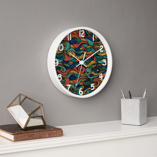 Reloj de pared de onda de paisley retro (Oficina)