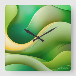 Reloj de pared de onda verde abstracto moderno