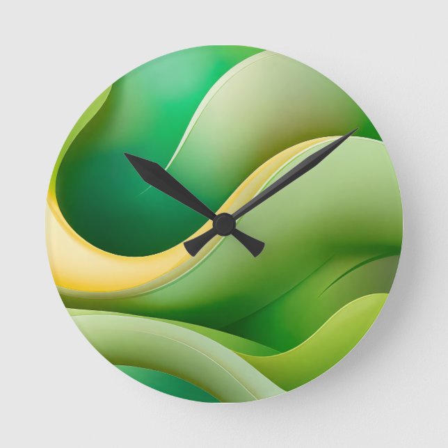 Reloj de pared de onda verde abstracto moderno (Anverso)