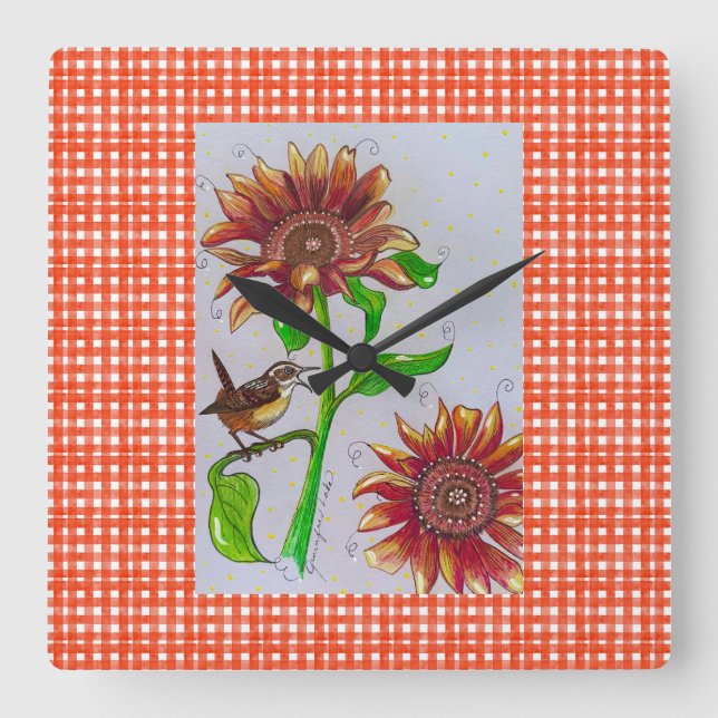 Reloj de pared de ondas girasol (Anverso)