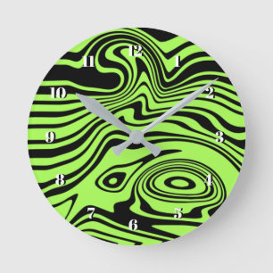 Reloj de pared de ondulación verde y negro para el